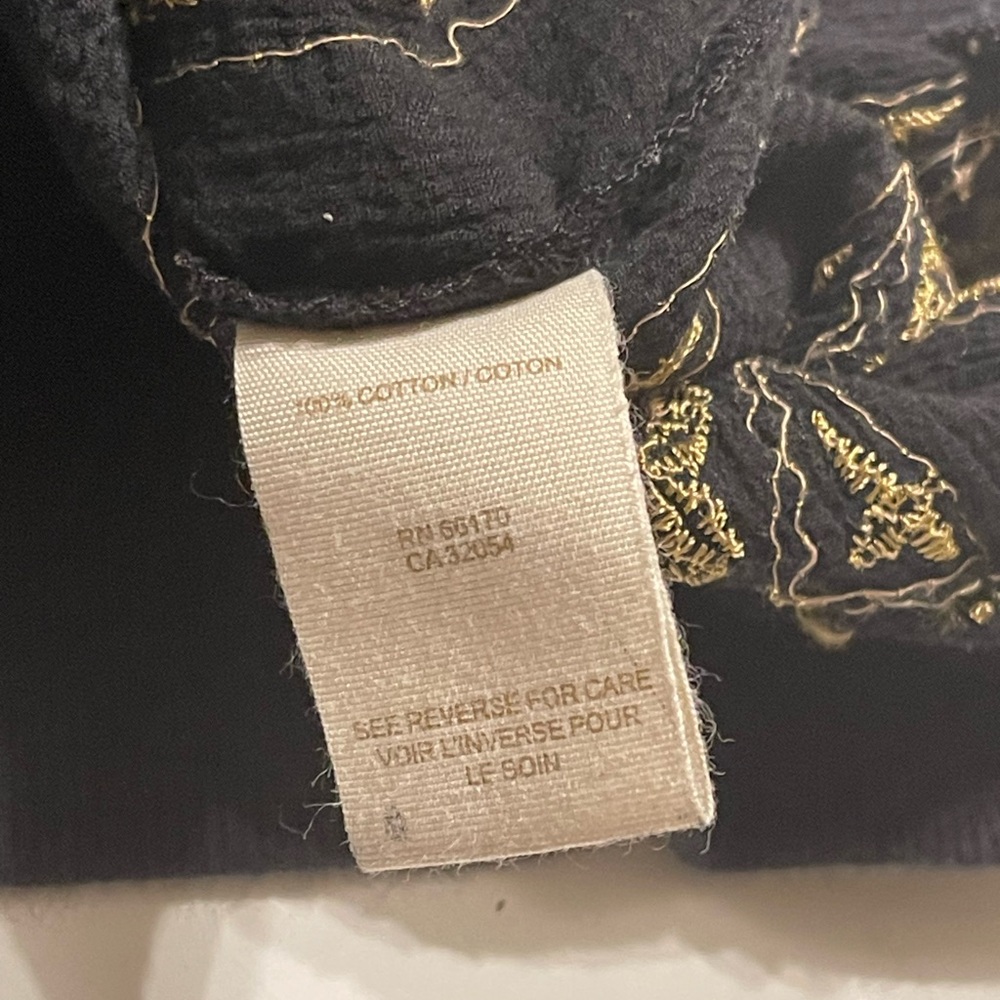 Anthropologie Women’s Small Black/Gold Embroidered Sleeveless Top - Picture 7 of 7